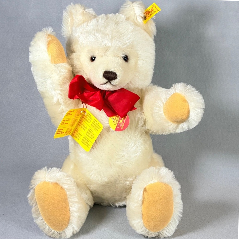 Steiff Original Teddy Bear Cream Mohair Jointed 0203/41 Germany w/ Tags Vintage
